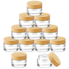 Bumobum 12-pack glass jars with 5 g capacity for DIY lip balms and samples.