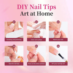 Buqikma Half Matte nail tips provide a modern, elegant look.