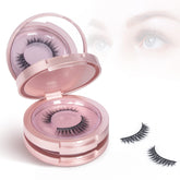 Buqikma rose-gold lash box with mirror, front view for on-the-go lash care