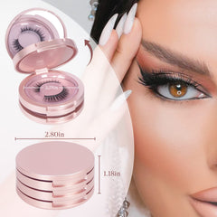 Top view of Buqikma rose-gold lash case with protective mirror