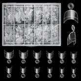 Buqikma short nail tips in pink box front for easy selection and quick manicures.