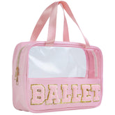 Burskit Ballet Bag with chenille letters patch for stylish cosmetic storage.