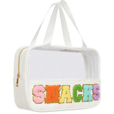 Burskit Snacks Bag front view showing transparent body for easy item locating and quick access.