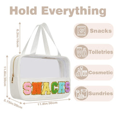 Burskit Snacks Bag large zipper pocket keeps cosmetics and snacks organized on the go.