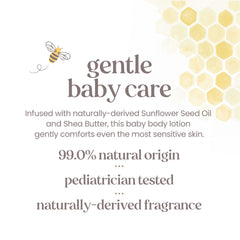 Ingredients scene highlighting aloe, shea, and jojoba in Burt's Bees Baby lotion.