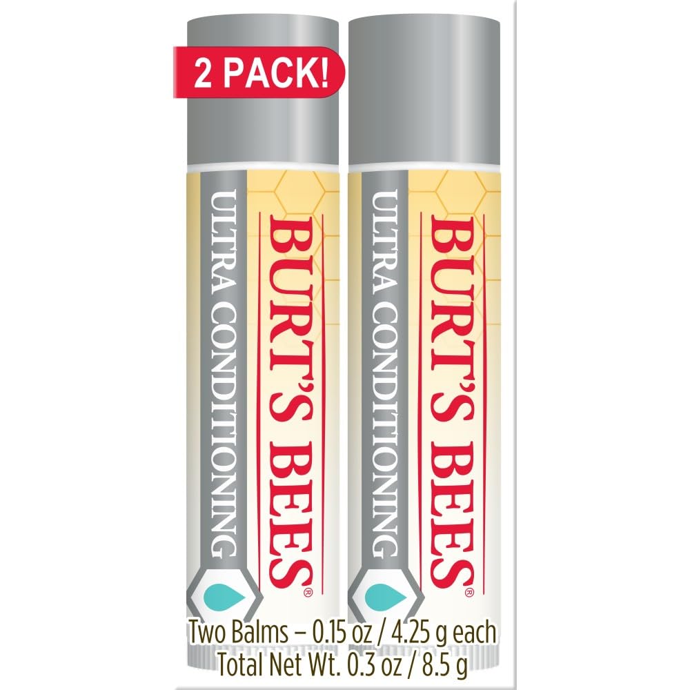 Burt's Bees bálsamo labial Ultra Condicionador en empaque doble para hidratación diaria.