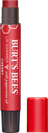 Burt's Bees Cherry Lip Shimmer tube showing natural color and moisture.