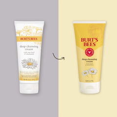 Creamy texture of Burt's Bees deep cleansing wash on a hand for easy application.