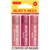 Burt's Bees labial tintado trio dalia roja, tono natural para uso diario.