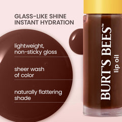 Burt's Bees Lip Oil Golden Hour on lips shows sheer color and gloss