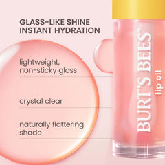 Burts Bees Clear Day Lip Oil nourishes lips with jojoba and meadowfoam oils.