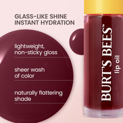 Sheer plum glow from Burt's Bees Lip Oil Plum Twilight color.