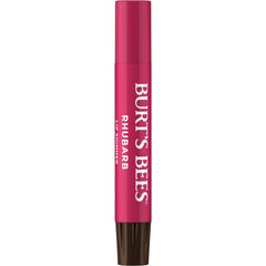 Burts Bees Lip Shimmer Rhubarb muestra textura cremosa y acabado luminoso
