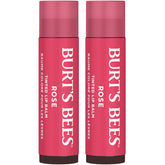 Burt's Bees Lip Tint Balm Petal Rose packaging highlights natural origin and carton