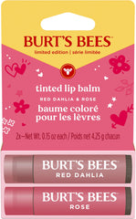 Burt's Bees Lip Tint Balm Red Dahlia 2-pack front view with dual shade options