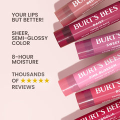 Burt's Bees Lip Tint Balm Rose being applied without a mirror for quick color