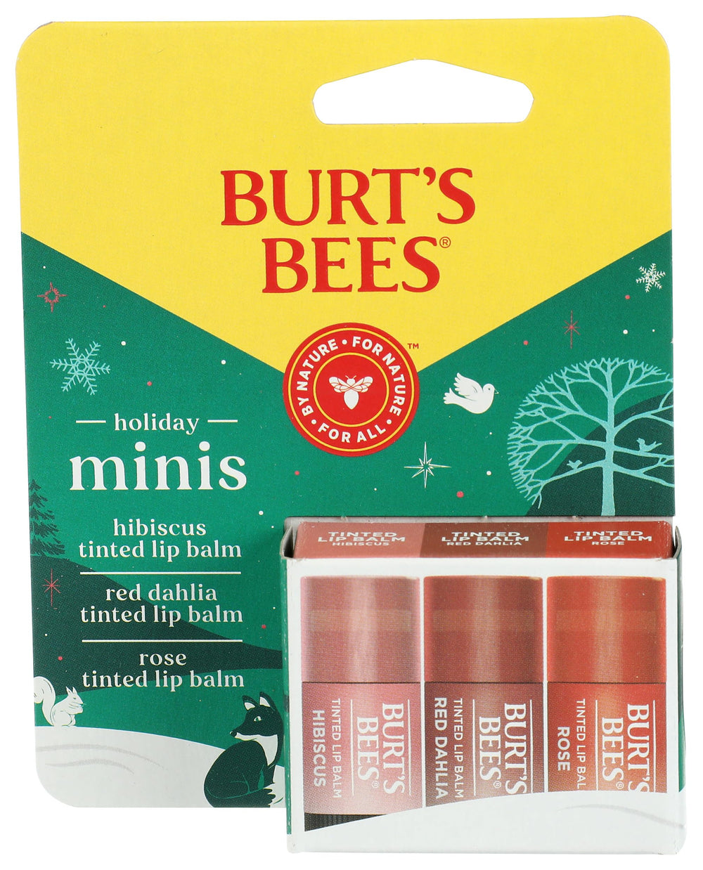 Burt's Bees Mini bálsamo labial navideño, pack de 3 para hidratación diaria