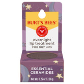 Burt's Bees overnight lip treatment jar highlighting ceramides for overnight hydration.