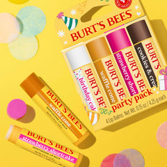 Burt's Bees Lip Balm Party Pack Strawberry Shortcake tube moisturizes lips