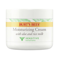 Burt's Bees Sensitive Moisturizing Cream bottle provides calming hydration for sensitive skin.