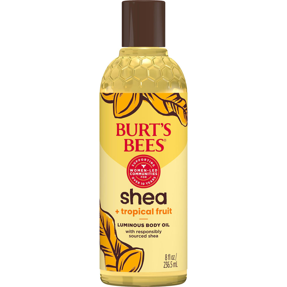 Burt's Bees Shea + Tropical Fruit Luminoso Aceite Corporal en botella, hidrata sin grasa