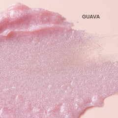 Burt's Bees Lip Shimmer Guava on lips highlighting luminous lavender glow.