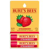Burt's Bees Strawberry Lip Balm tubes provide natural moisture for daily lip care.