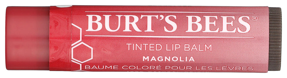 Burt's Bees Tinted Lip Balm Magnolia tube shows natural shade for daily lips
