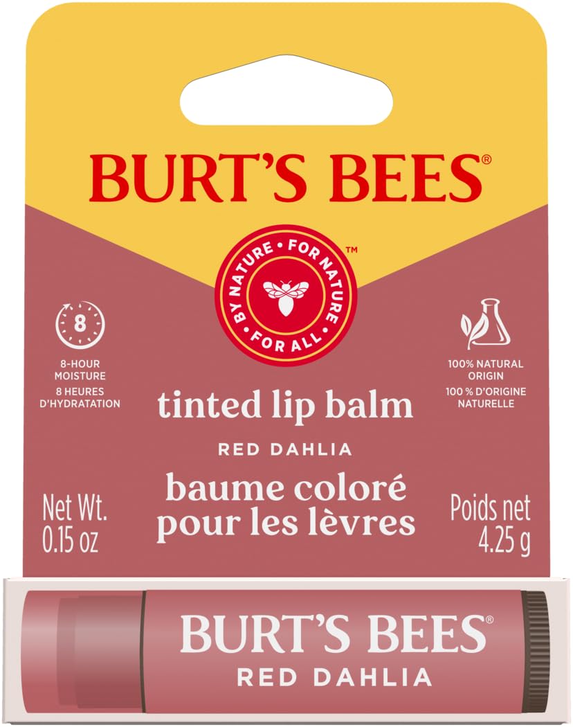 Burt's Bees tinted lip balm Red Dahlia tube with natural color and moisture