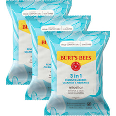 Burt's Bees Coco Loto, paquets tres unidades, limpieza rápida sin enjuague