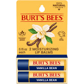 Burt's Bees Vanilla Bean lip balm tube close-up for daily hydration.