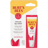 Burt's Bees Watermelon Rescue Lip Relief tube shown, delivering instant hydration for dry lips.