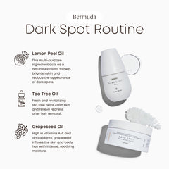 Bermuda Dark Spot Oil ingredients close-up highlights jojoba and lemon.