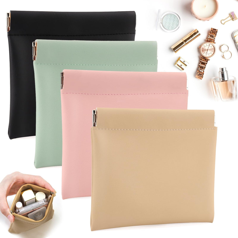 BUSOHA 4-piece set of small makeup bags organized for purse use, compact on-the-go storage.
