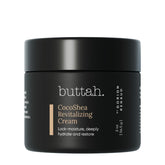 Buttah Skin CocoShea Revitalizing Cream jar closeup highlighting rich hydration for dry skin