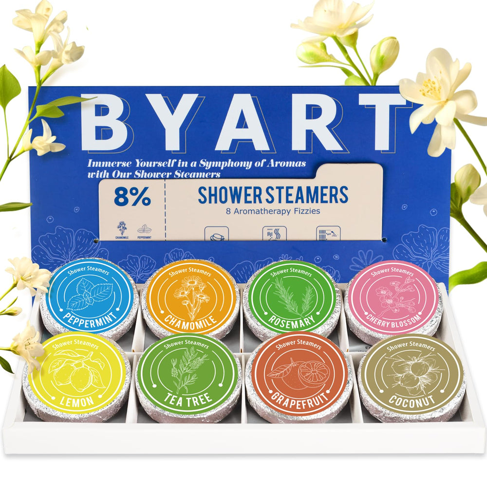 BYART vaporizadores de ducha con empaque festivo, ideal para regalar.