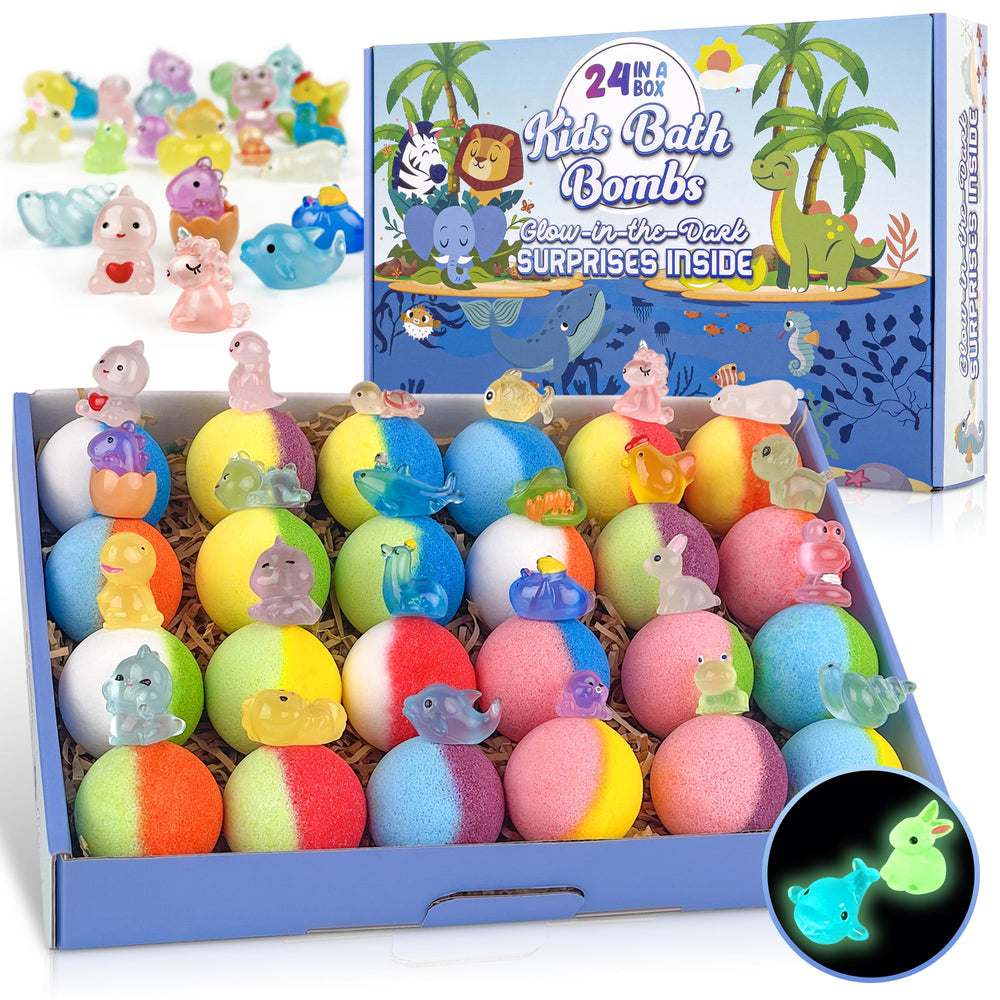 BYGGVIR Kids Bath Bombs with glow-in-the-dark toy inside for magical baths.