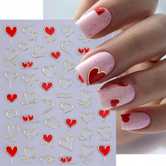 BYJKYEN Valentine nail art stickers ready for easy DIY application.