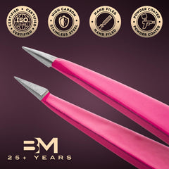 By MILLY hammer-forged steel tweezers offer durable, lasting sharpness and grip