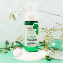 By Nature Foaming Cleanser hyaluronic acid infusion helps hydrate skin during cleansing