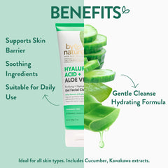 By Nature gel texture close-up highlights gentle cleansing and refreshing feel.