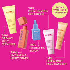 BYOMA milky toner bottle; soothing hydration helps reduce redness and lock in moisture.