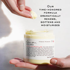 Natural lemon aroma from C.O. Bigelow Lemon Body Cream highlighted