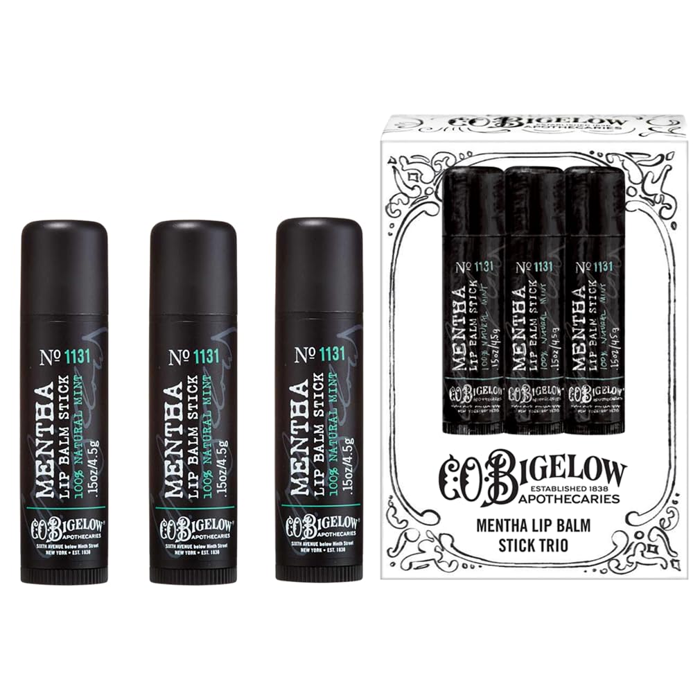 C.O. Bigelow Mentha Lip Balm Stick for home use moisturizes and refreshes dry lips.