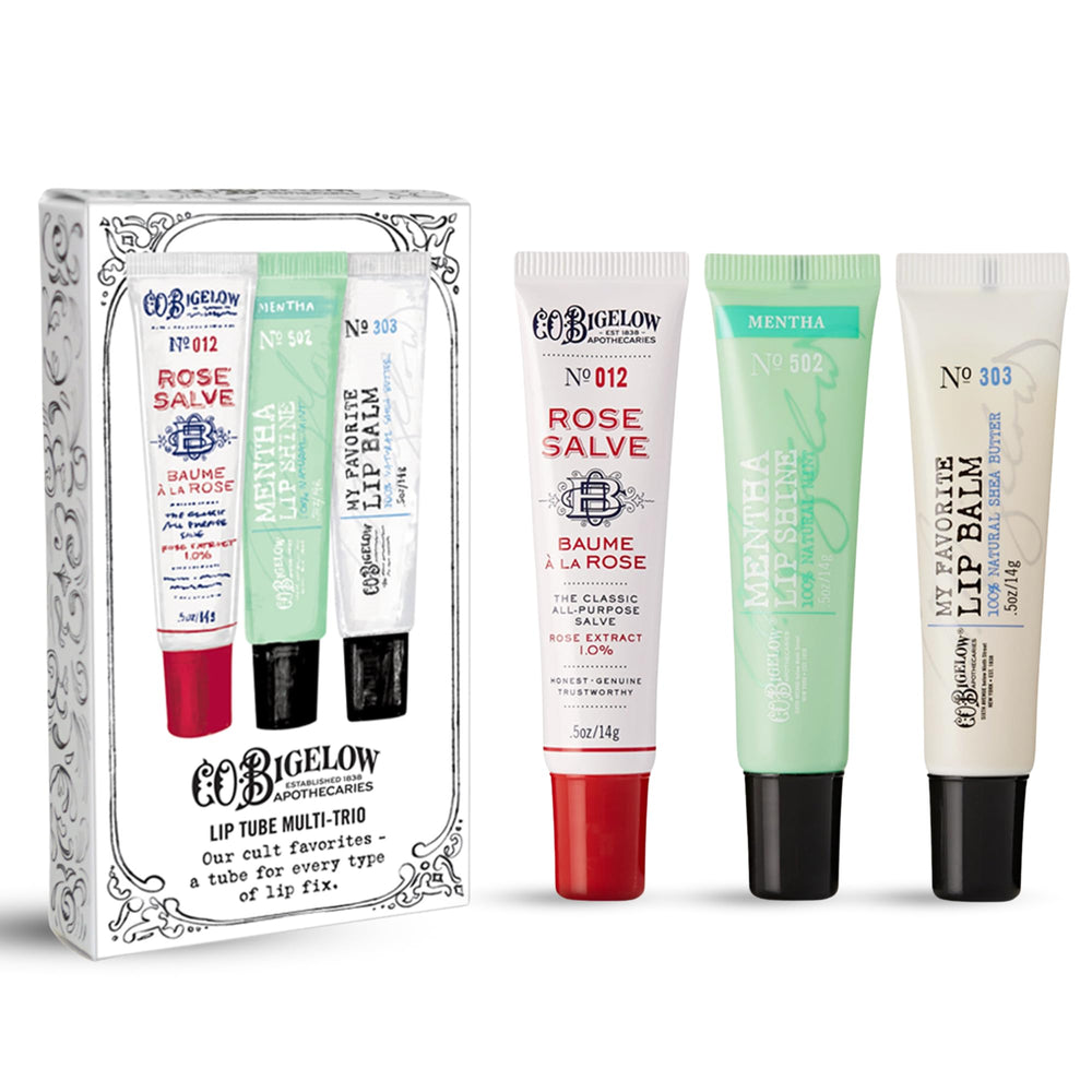 C.O. Bigelow Rose Salve lip balm tube for all-day hydration and softness.