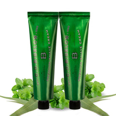 Close-up of rich C.O. Bigelow shaving cream lather for a smooth shave