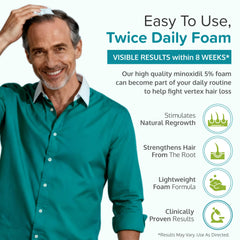 C'rcle Minoxidil 5% Foam application in hands for easy scalp treatment