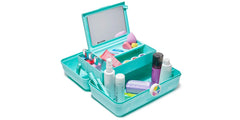 Caboodles On-The-Go Girl makeup box bottom storage fits larger items like palettes.