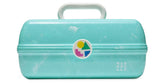 Caboodles On-The-Go Girl makeup box top tray and mirror for easy access on the go.