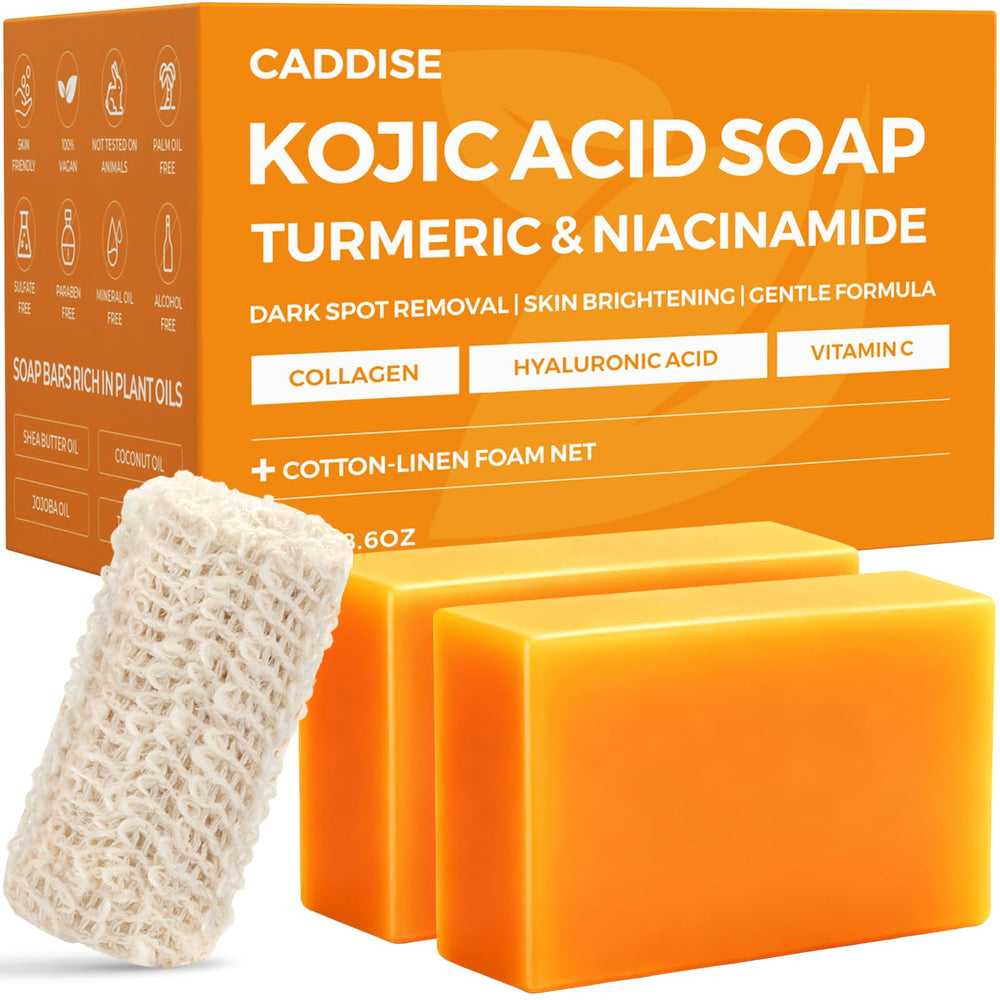 CADDISE barra Kojic ácido curcuma frontal, tono más uniforme y suave.